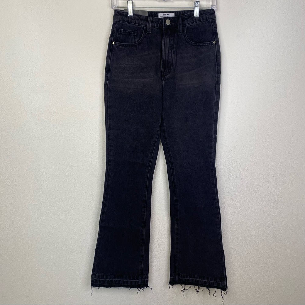 NWT Redial Split Hem Flare Black Denim Jeans Women's Jeans 2 High Rise Festival